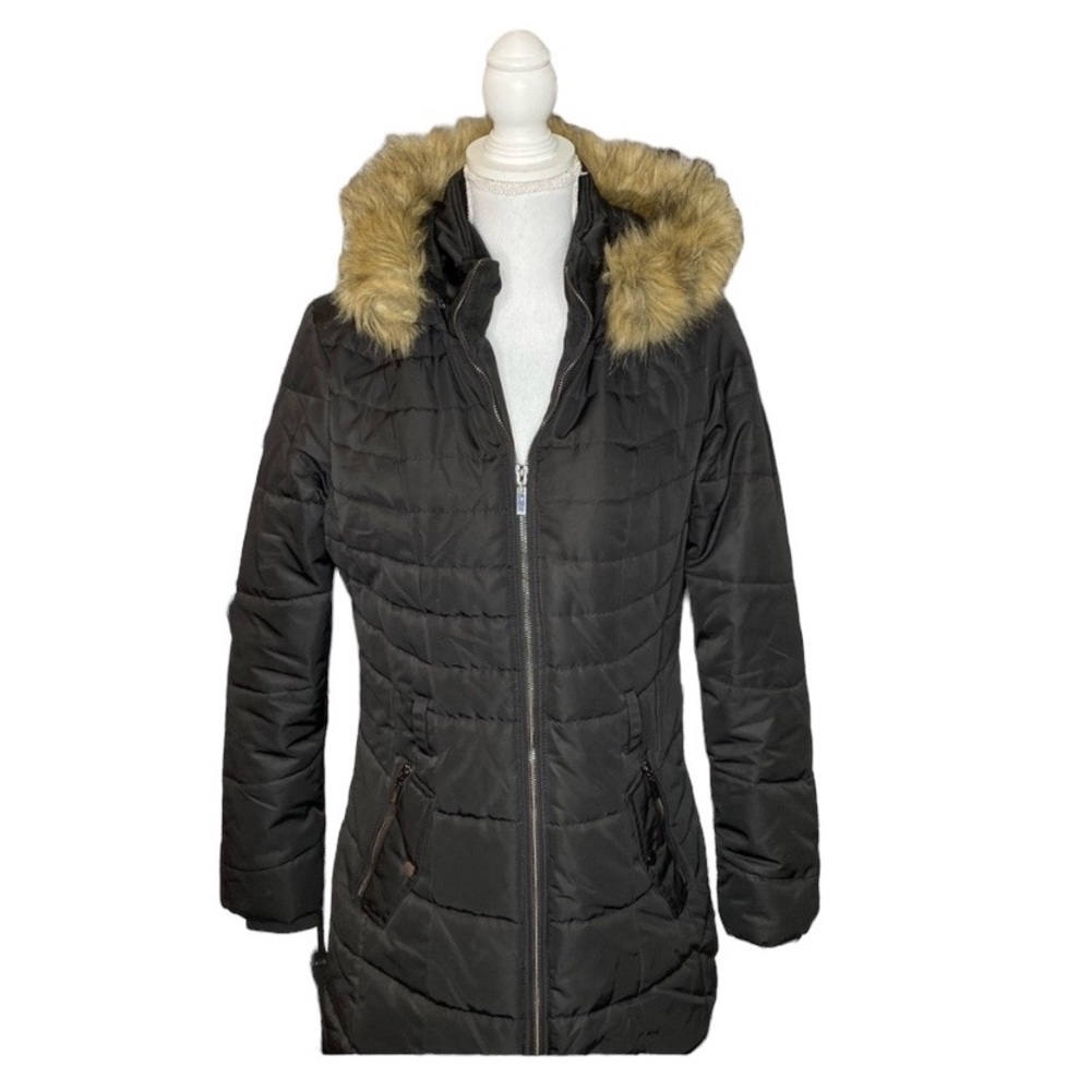 Karl Lagerfeld black knee length puffer coat size M